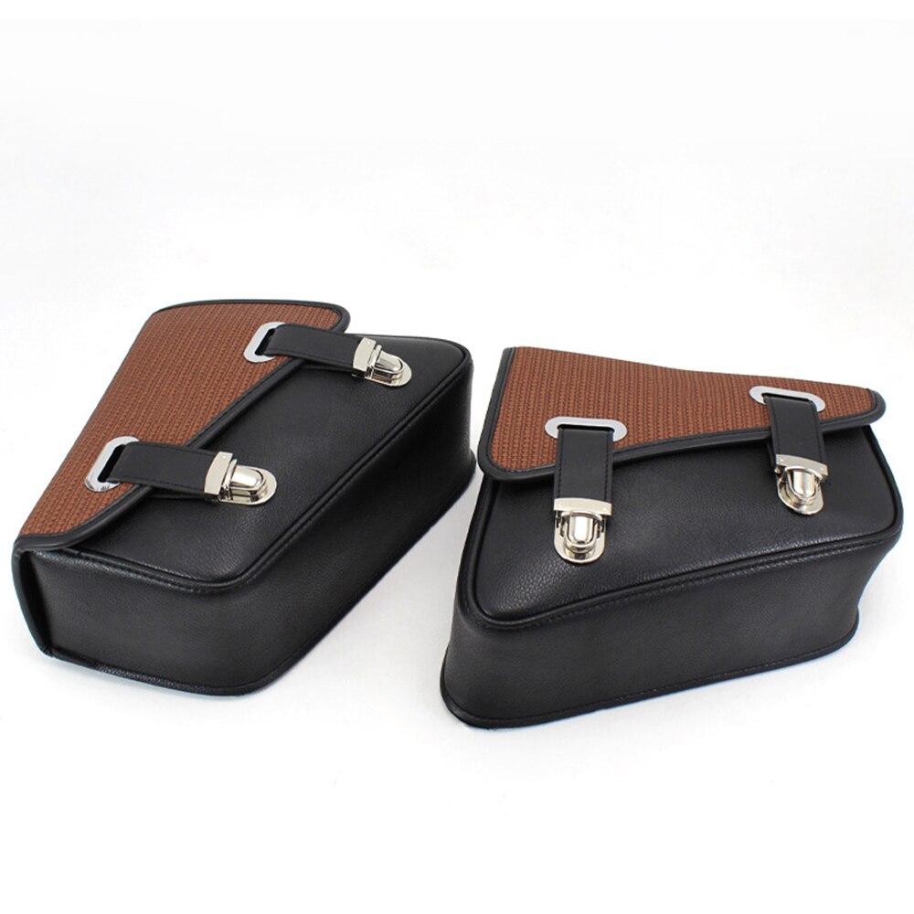 2pcs Motorcycle Saddlebag Luggage Left+Right Side Tool Bag PU Leather Storage Bags Universal