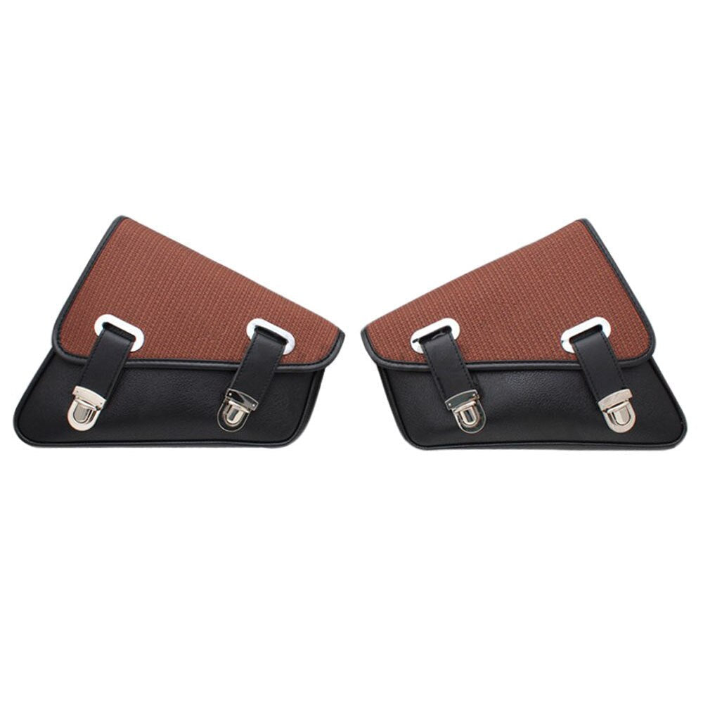 2pcs Motorcycle Saddlebag Luggage Left+Right Side Tool Bag PU Leather Storage Bags Universal